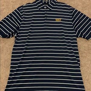 Navy Striped Naval Academy Polo